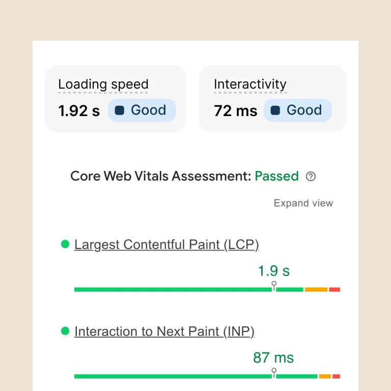 a screenshot from pagespeed.web.dev showing that for mobile under the 'Discover what your real users are experiencing' the 'Core Web Vitals Assessment' says that it 'Passed'